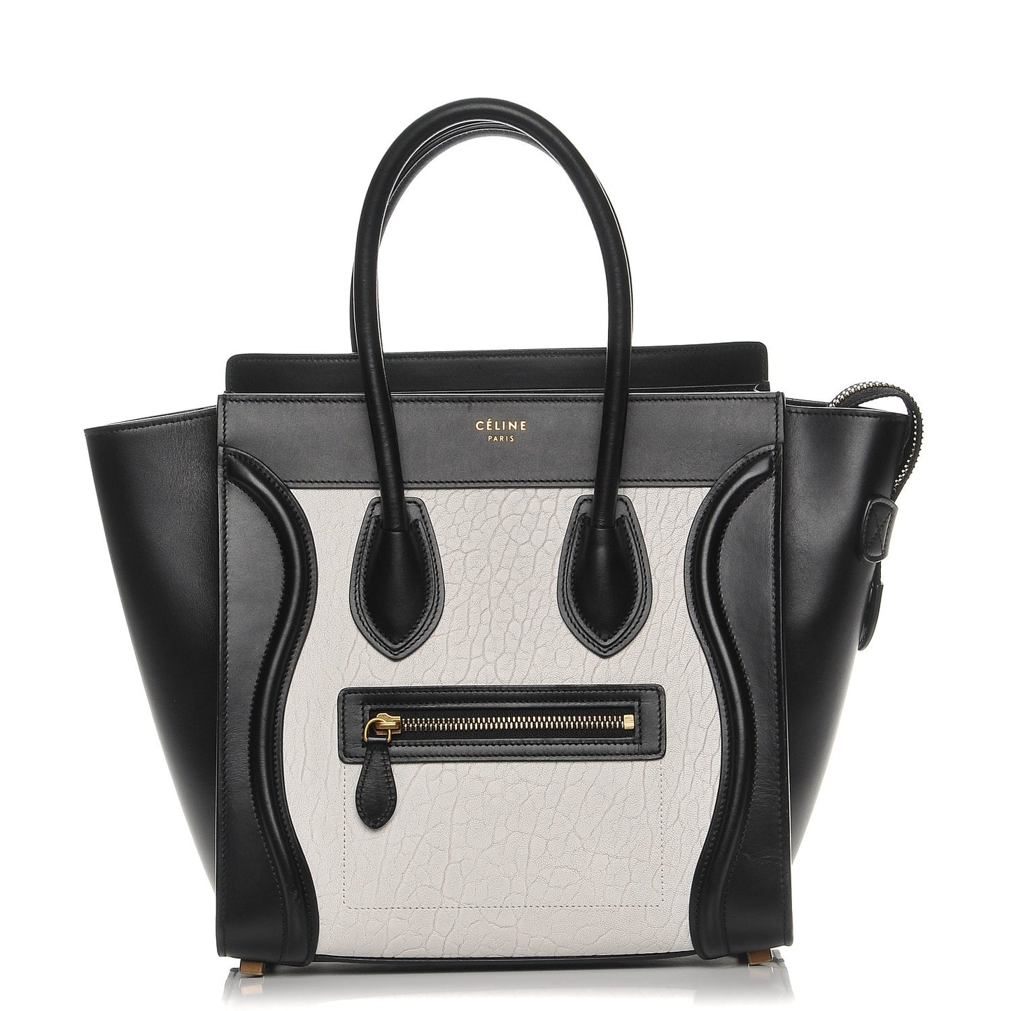 Shrunken Lambskin Micro Bi-Color Luggage Black White