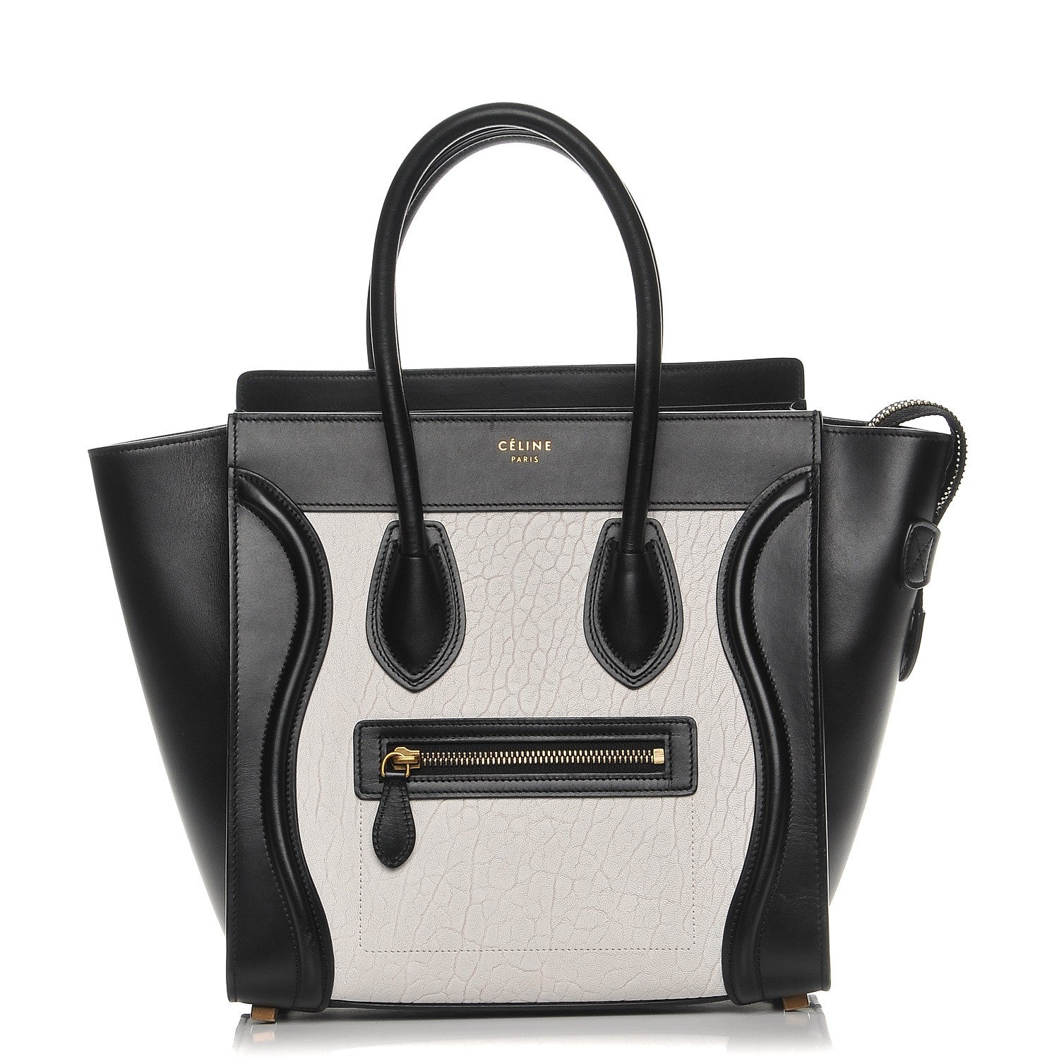 Celine Shrunken Lambskin Micro Bi-Color Luggage Black White 1 of 11