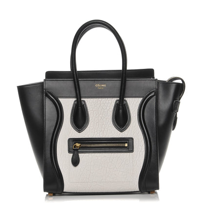 Celine Shrunken Lambskin Micro Bi-Color Luggage Black White 1 of 11