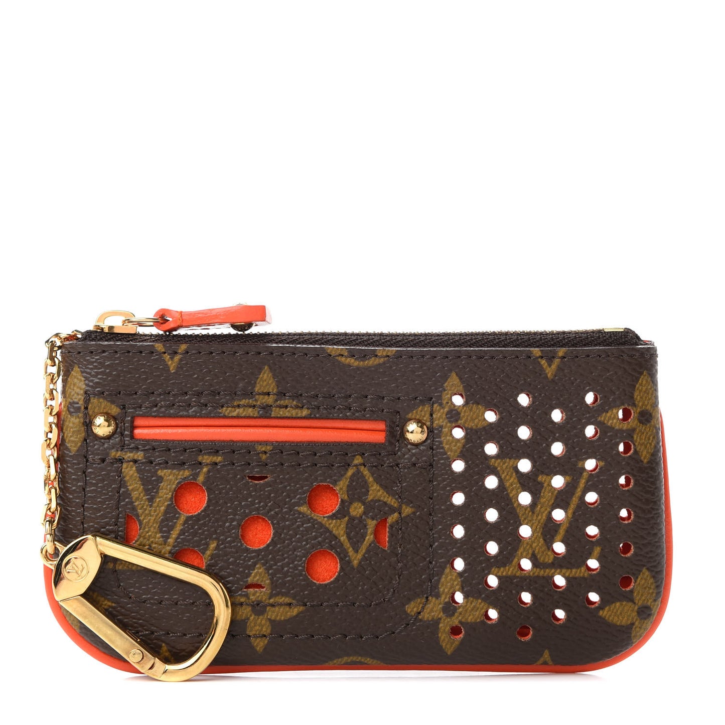 Monogram Perforated Key Pouch Orange