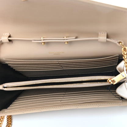 Saint Laurent Grain De Poudre Matelasse Chevron Monogram Chain Wallet Nude Powder 8 of 8