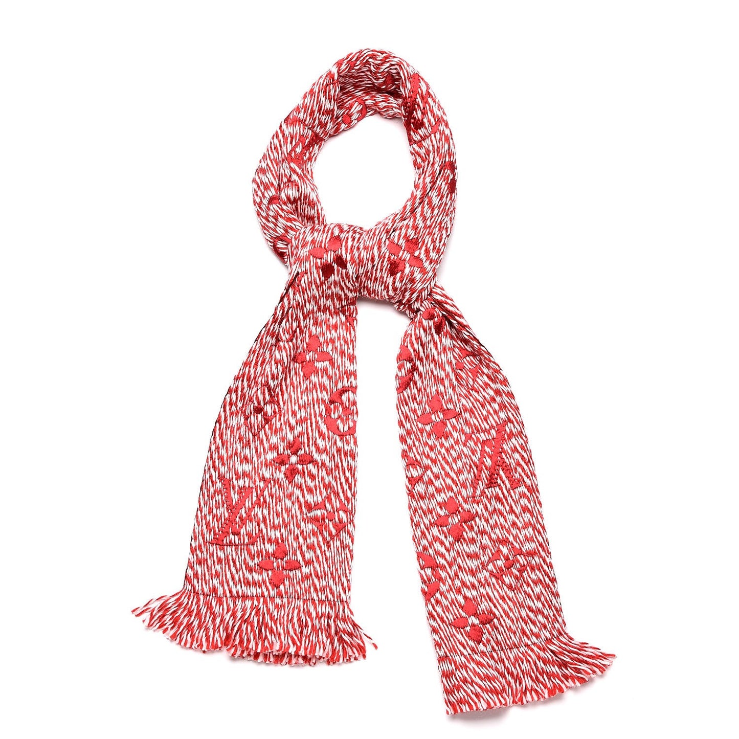 Wool Silk Logomania Mix Scarf Coquelicot