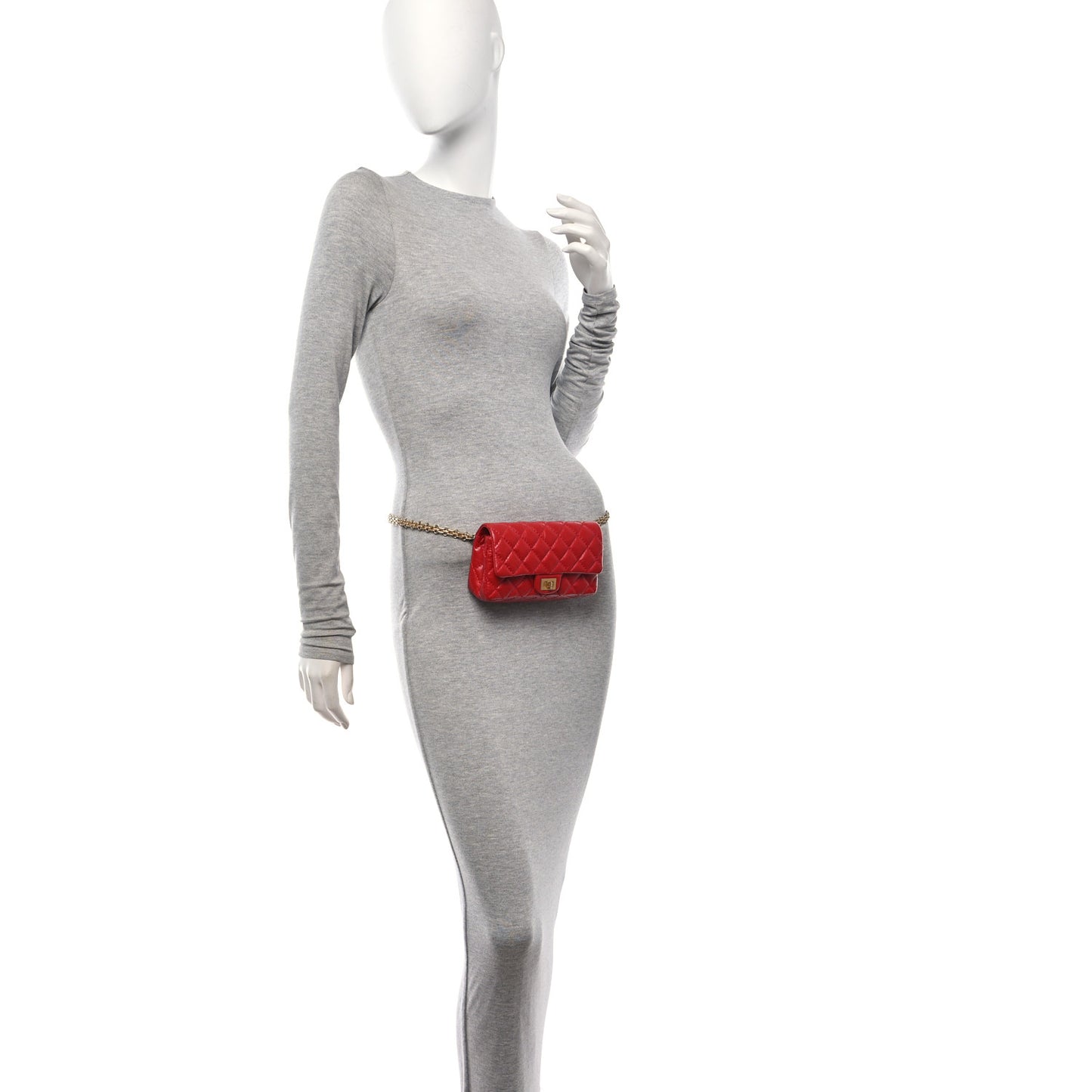 Aged Calfskin Quilted 2.55 Reissue Flap Belt Bag Red