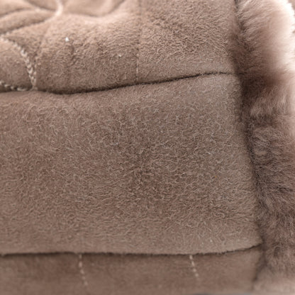 Chanel Shearling Suede Stiched CC Tote Dark Brown 12 of 13