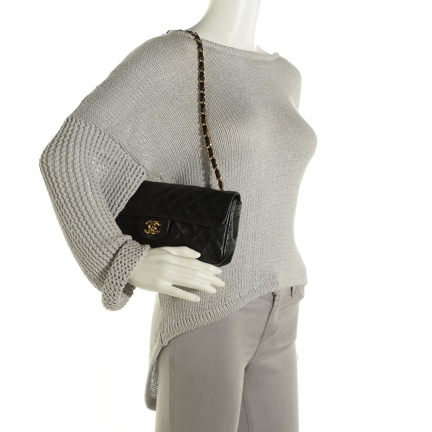 Chanel Caviar Quilted East West Flap Black 2 of 8
