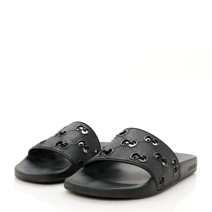 Gucci Rubber GG Monogram Perforated Womens Slide Sandals 40 Black 7 of 18
