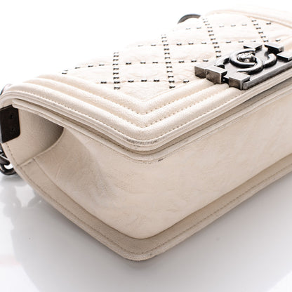 Chanel Crumpled Lambskin Small Studded Boy Flap White 8 of 13
