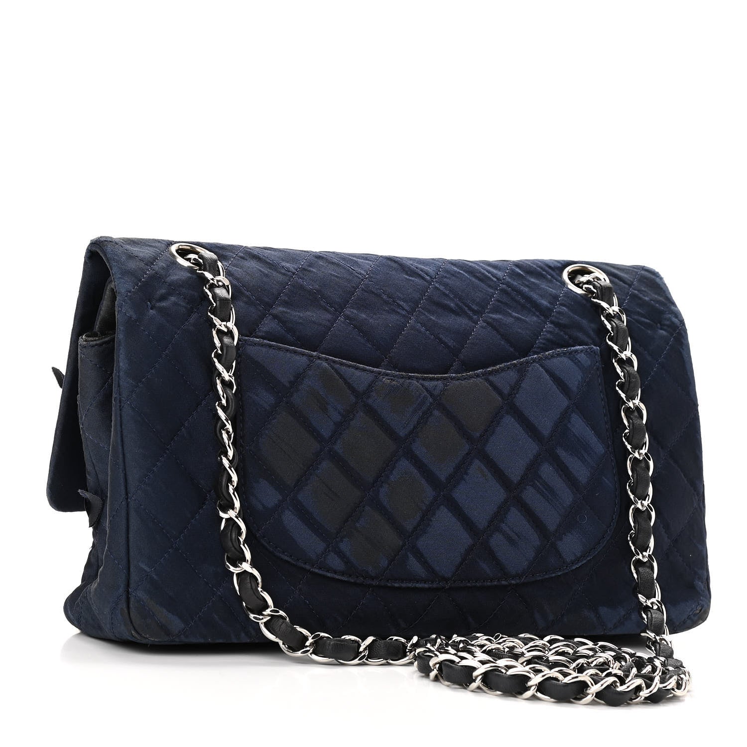 Chanel Satin Paillette Sequin Quilted Medium Single Flap Navy 3 of 15