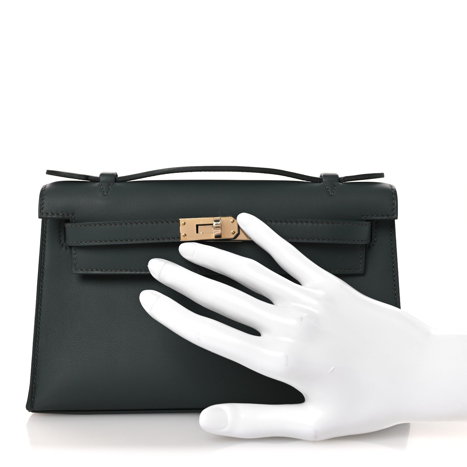 Hermes Swift Kelly Pochette Clutch Vert Mangrove 2 of 12