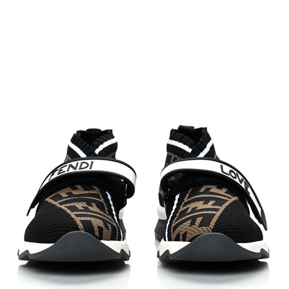 Fendi Stretch Yarn FF Stiff Band Rockoko Sneakers 35.5 Black White Tobacco 2 of 7