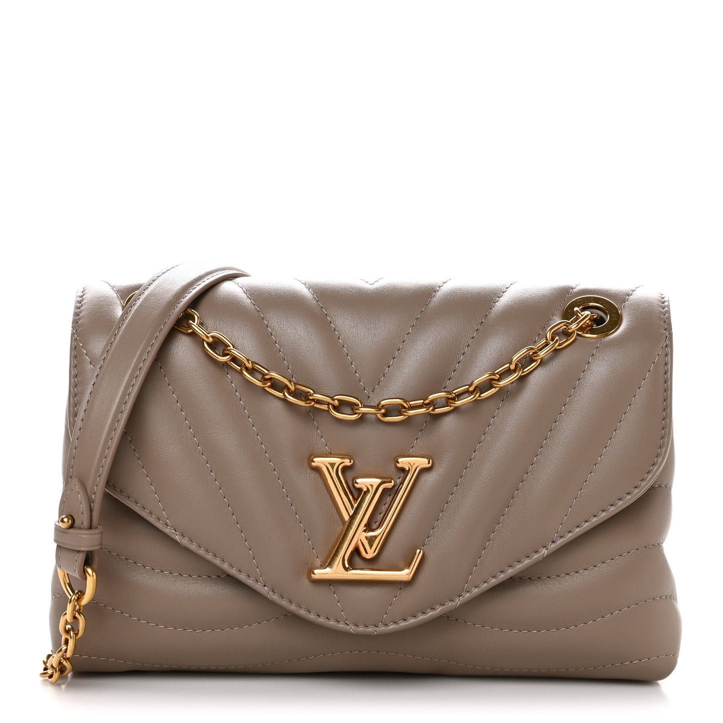 Calfskin LV New Wave Chain Bag Taupe