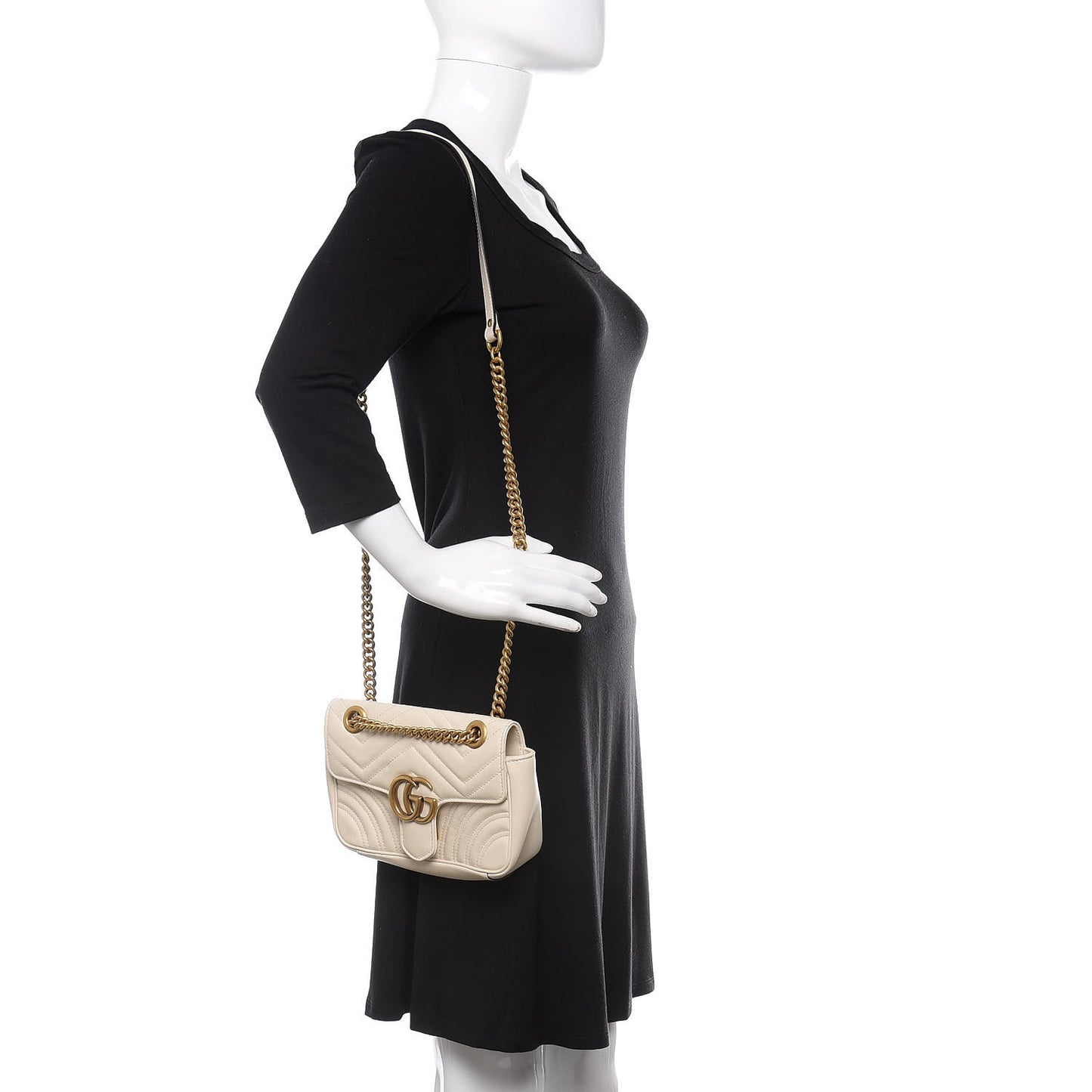 Calfskin Matelasse Mini GG Marmont Shoulder Bag White