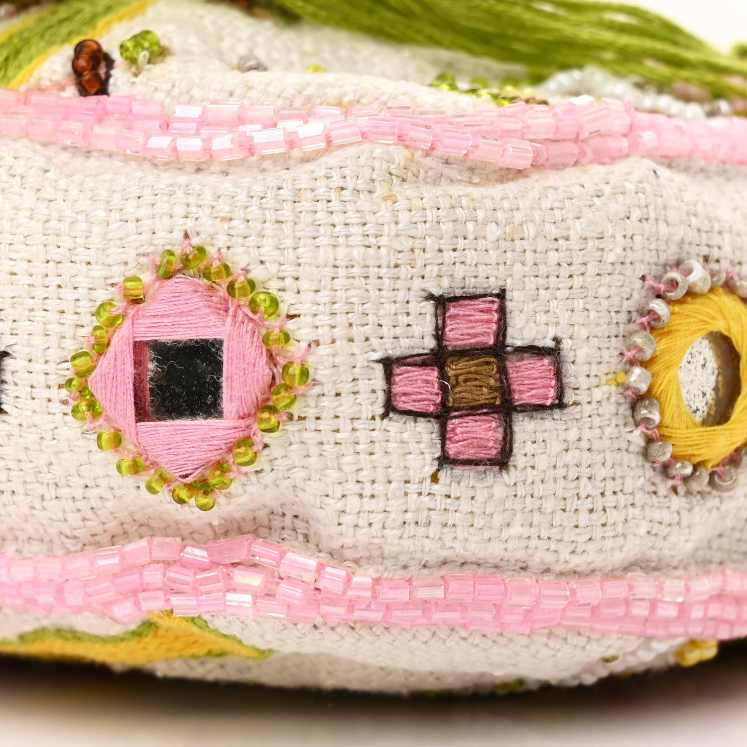 Fendi Canvas Beaded Baguette White Multicolor 10 of 17