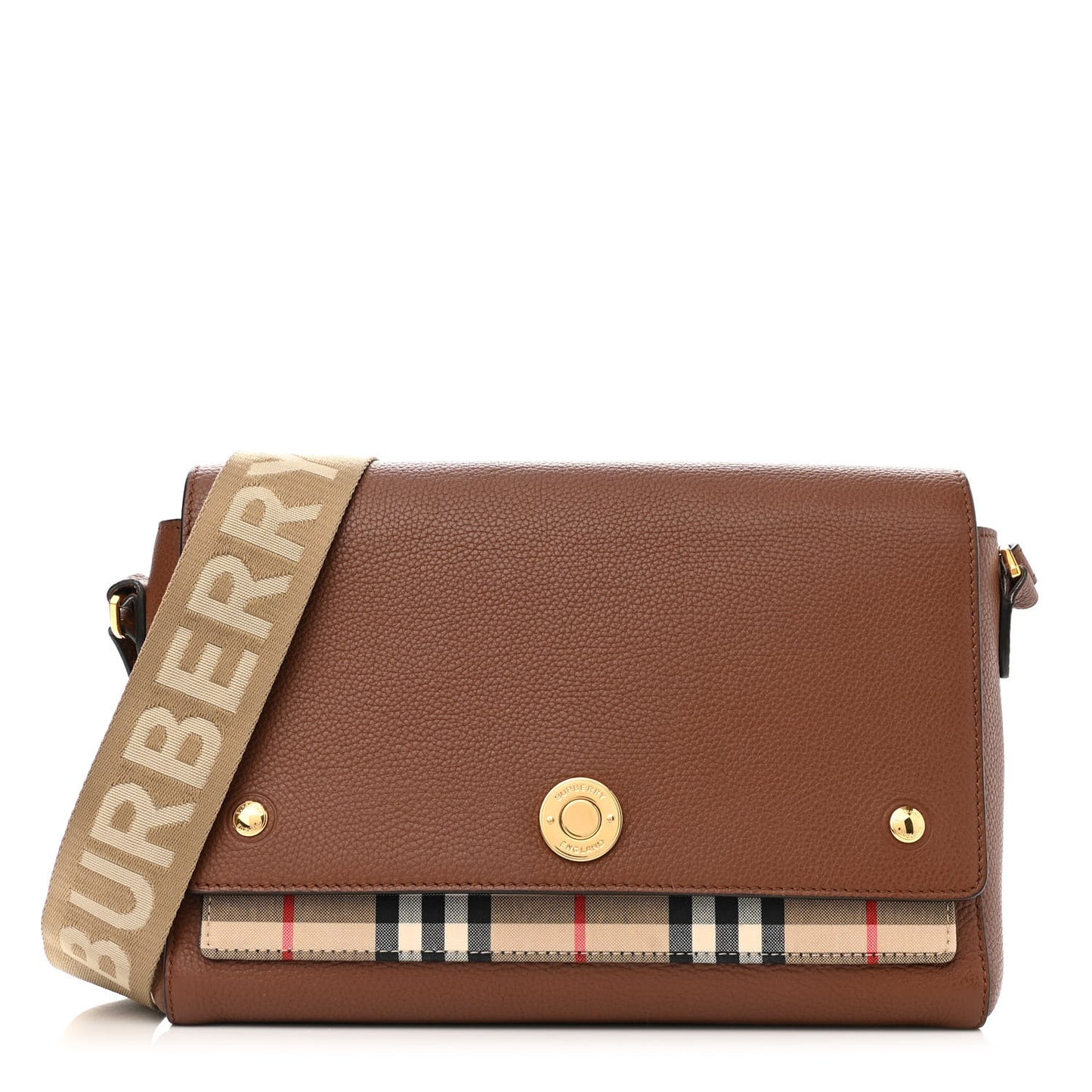 Calfskin Vintage Check Note Crossbody Bag Tan