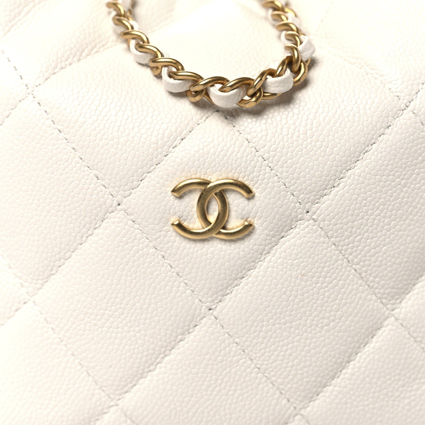 Caviar Quilted Chanel Way Clutch With Chain White