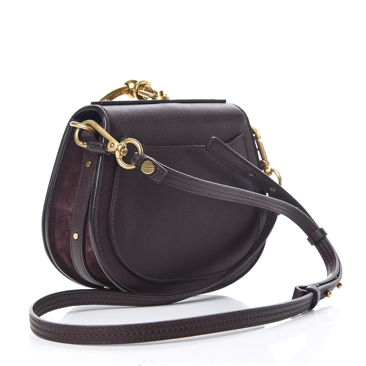 Chloe Calfskin Suede Small Nile Bracelet Bag Carbon Brown 3 of 10