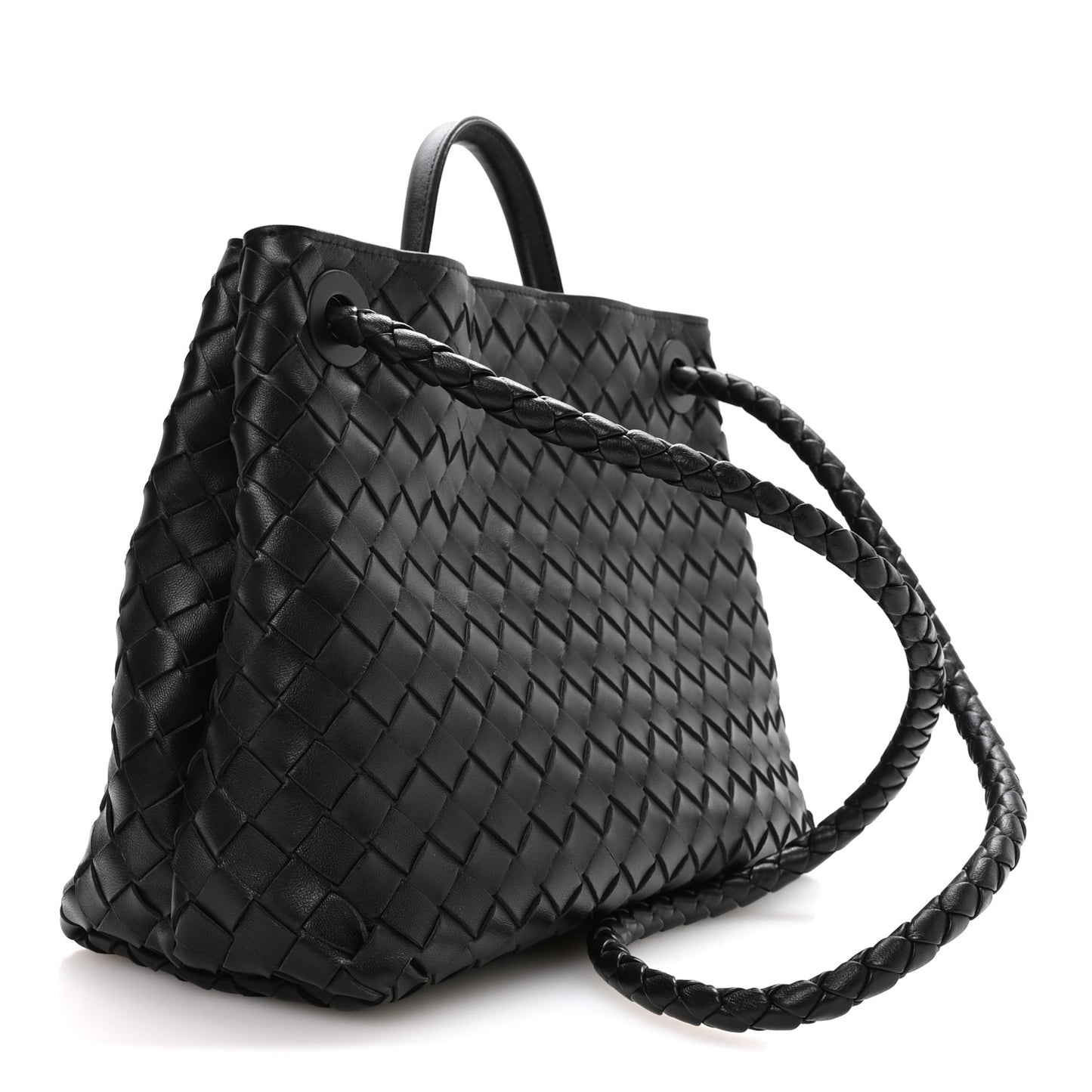 Nappa Intrecciato Medium Andiamo Shoulder Bag Black