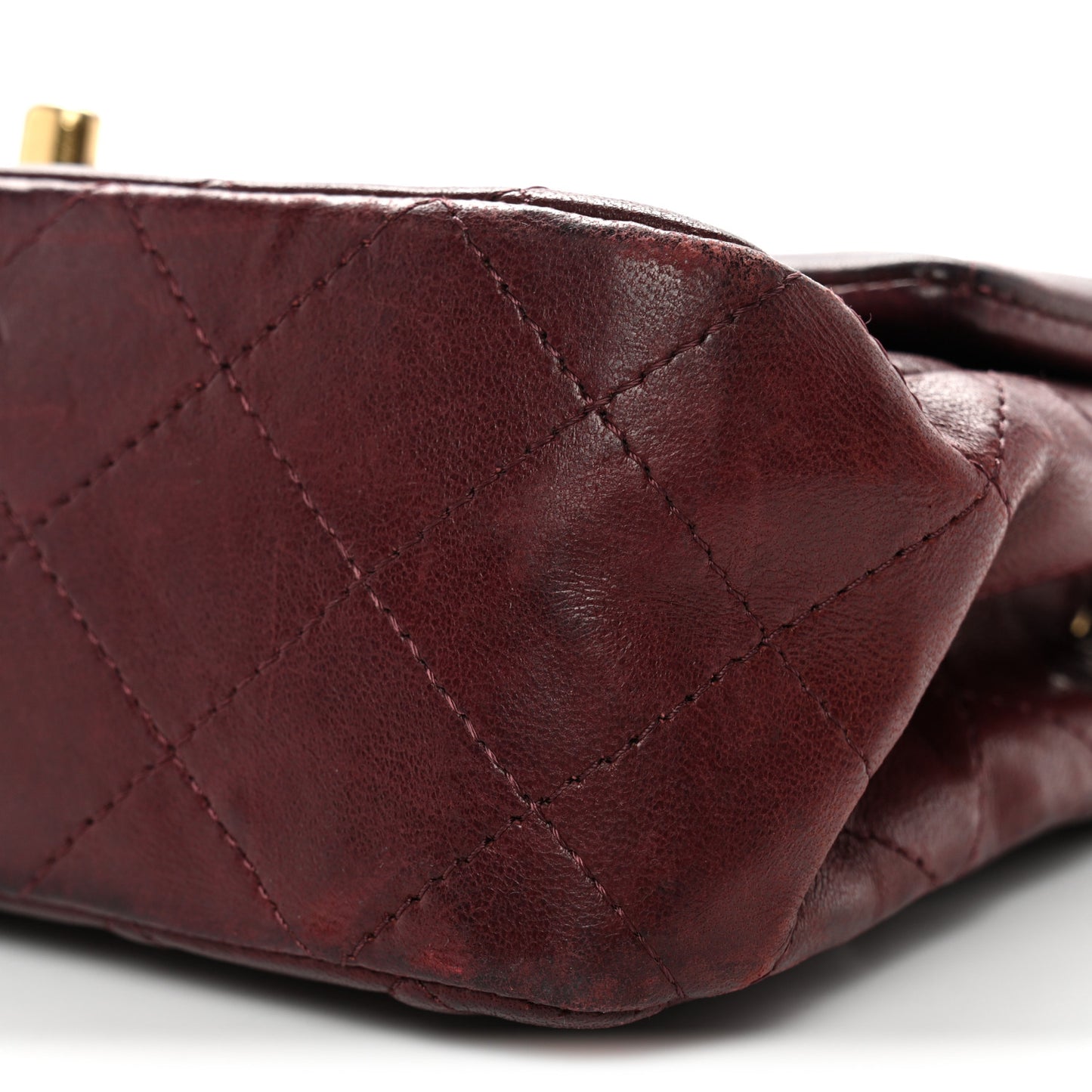 Lambskin Quilted Mini Rectangular Flap Burgundy