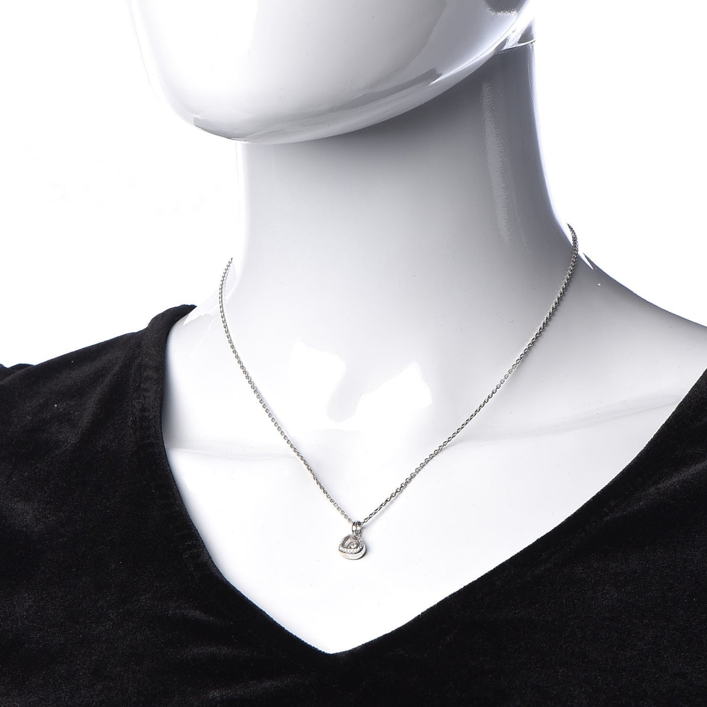 18K White Gold Happy Diamonds Floating Heart Pendant Necklace