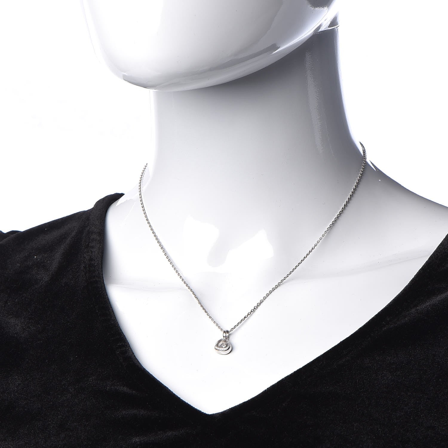 Chopard 18K White Gold Happy Diamonds Floating Heart Pendant Necklace 2 of 6
