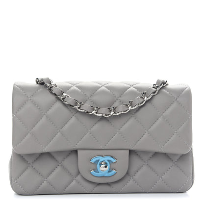 Chanel Lambskin Quilted Mini Rectangular Flap Grey 1 of 9