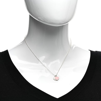 Tiffany Sterling Silver Enamel Return to Tiffany Double Heart Tag Pendant Necklace Pink 2 of 4