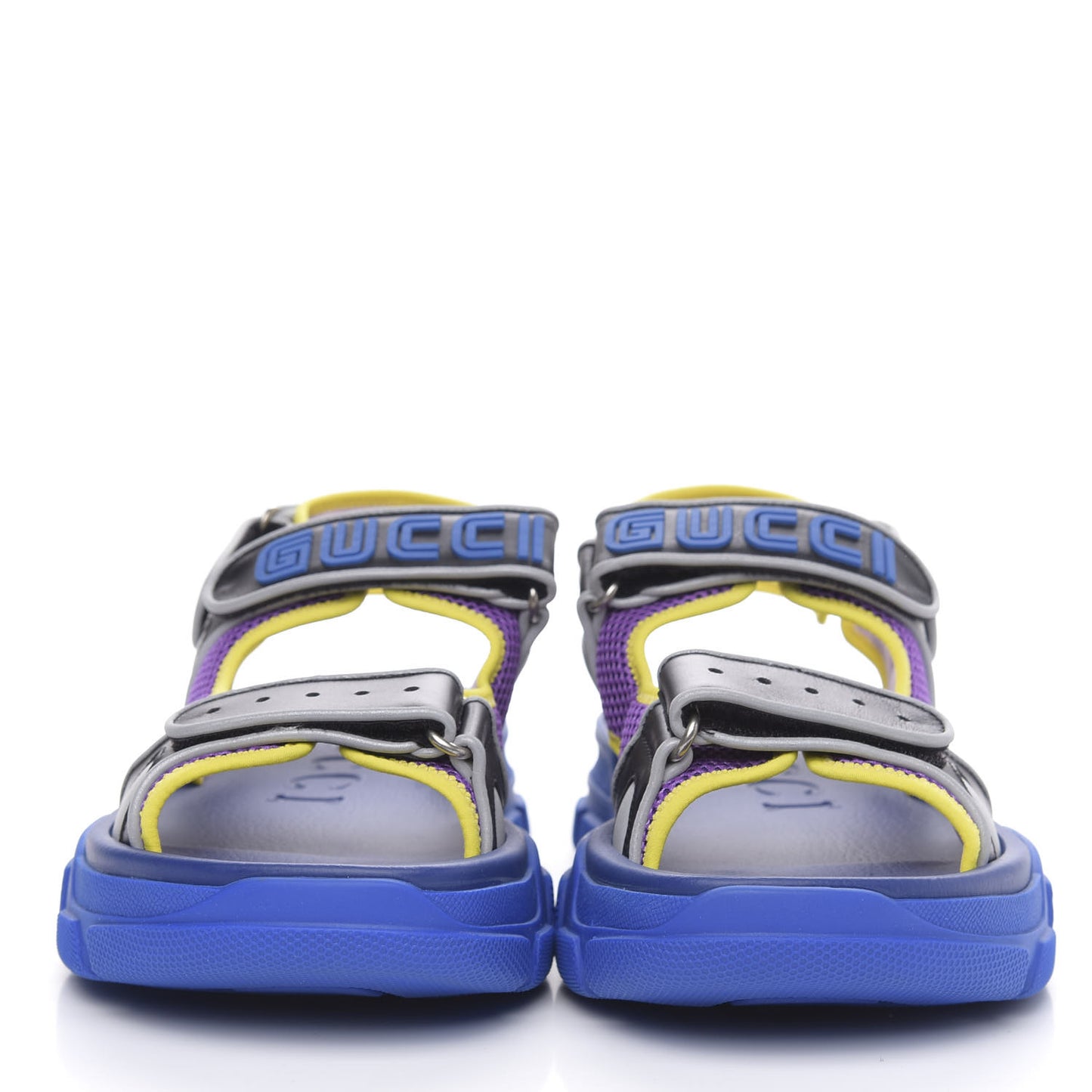 X SEGA Calfskin Mesh Mens Aguru Sandals 9 Black Blue Purple