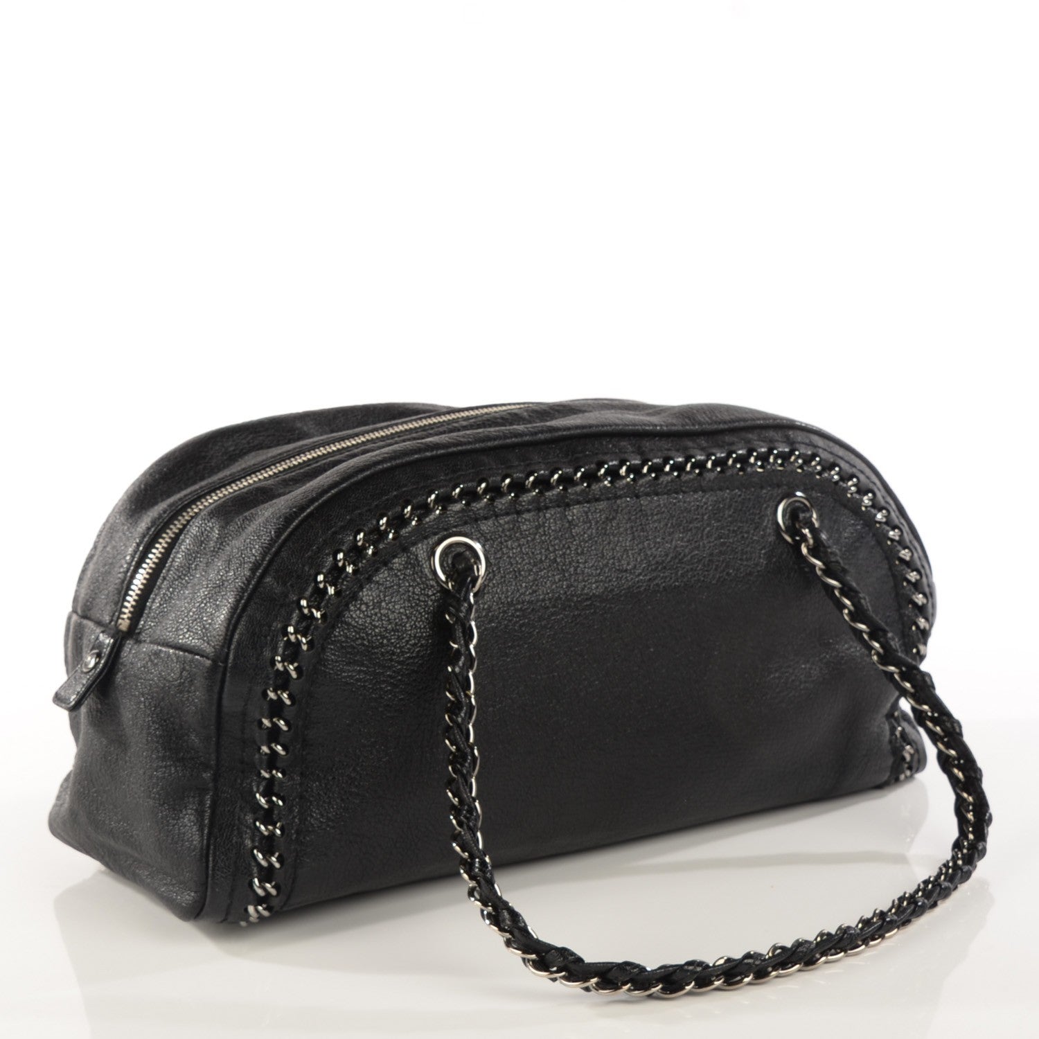 Chanel Metallic Goatskin Medium Luxe Ligne Bowler Black 3 of 6