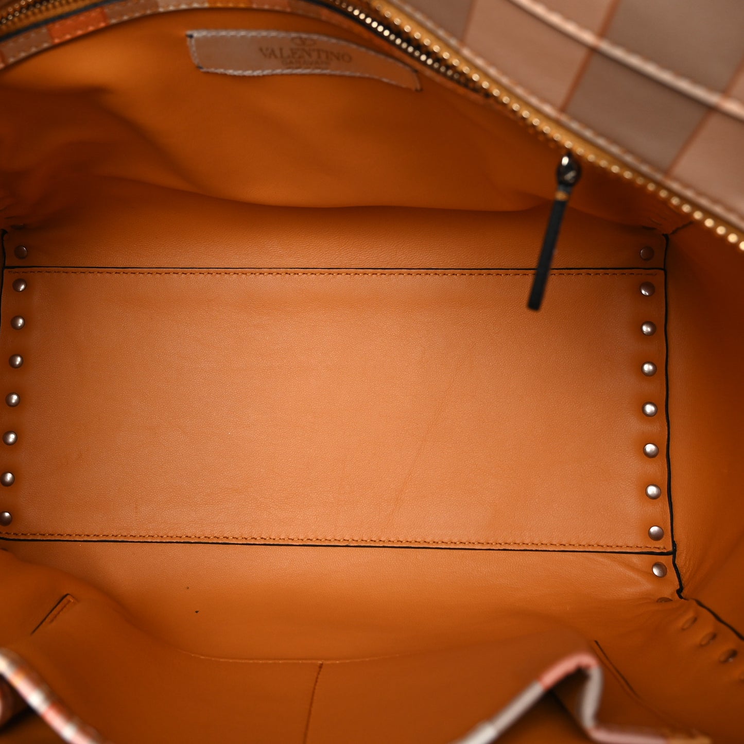 Vitello Native Couture 1975 Rockstud Double Handle Tote Mandarin Sorbet