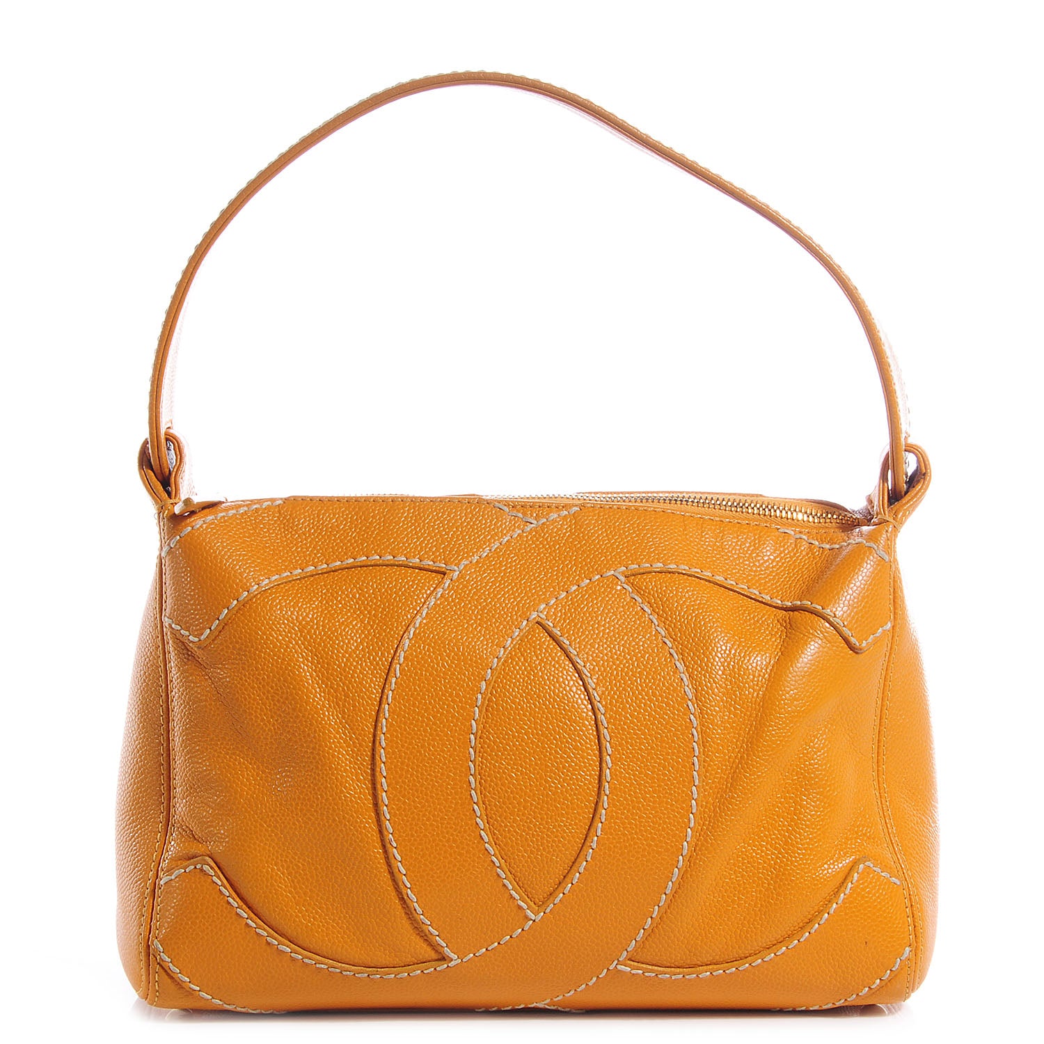 Chanel Caviar CC Stitched Shoulder Bag Yellow 1 of 7