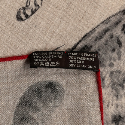 Hermes Cashmere Silk Dans L'atelier de Robert Dallet Shawl 140 Naturel Anthracite Gris 5 of 5