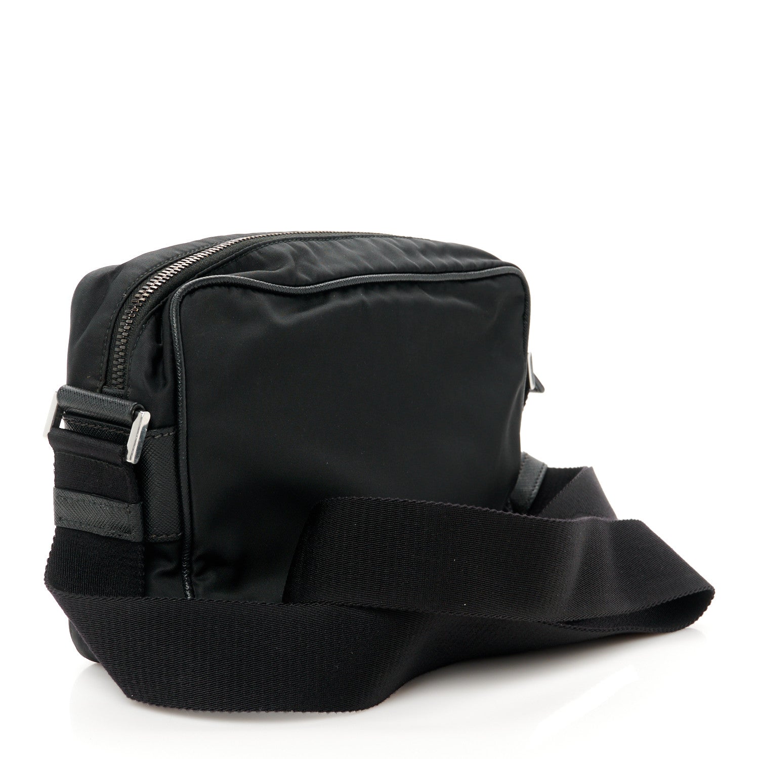 Prada Tessuto Nylon Saffiano Shoulder Bag Black 3 of 11