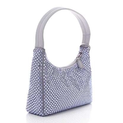 Prada Satin Crystal Mini Re-Edition 2000 Bag Glicine 4 of 10