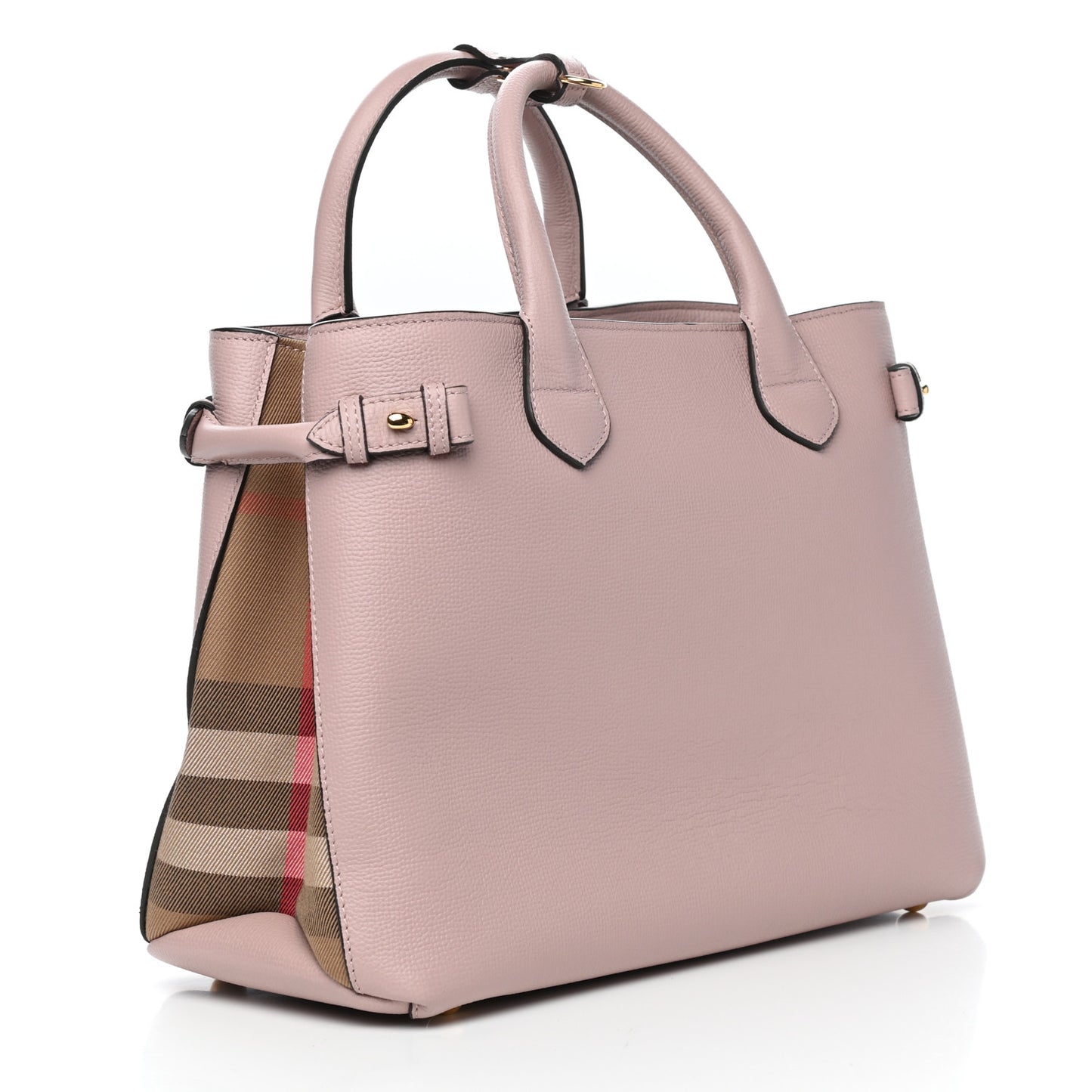 Grainy Calfskin House Check Medium Banner Tote Pale Orchid