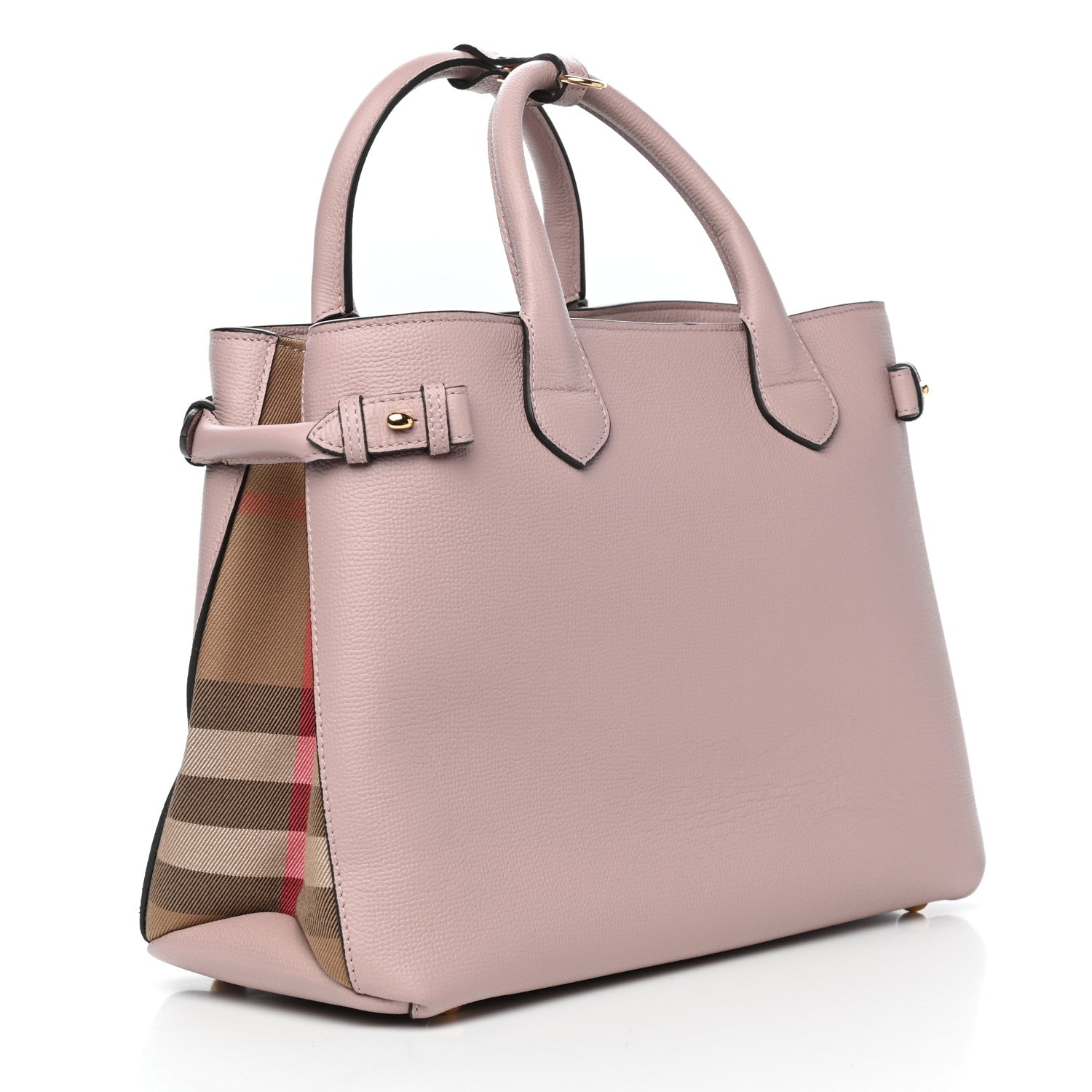 Burberry Grainy Calfskin House Check Medium Banner Tote Pale Orchid 3 of 11