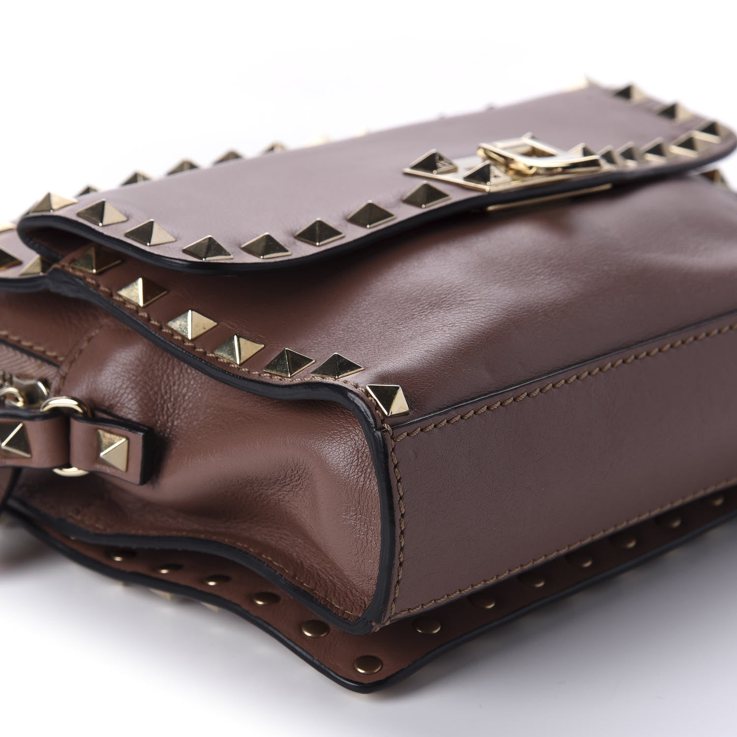 Valentino Garavani Vitello Rockstud Crossbody Bag Brown 6 of 11