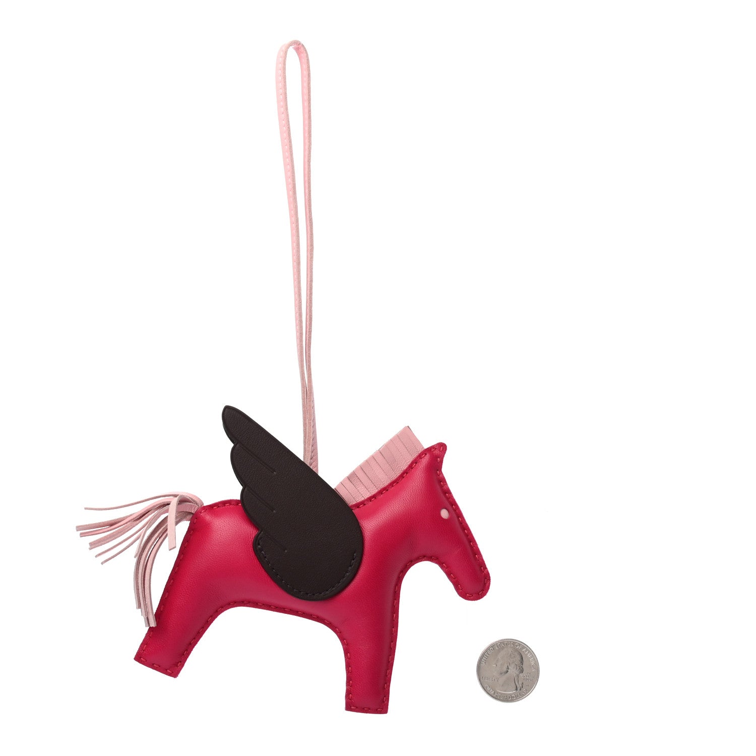 Hermes Milo Lambskin Grigri Rodeo Pegase Horse Bag Charm MM Framboise Rose Sakura Rouge Sellier 2 of 4