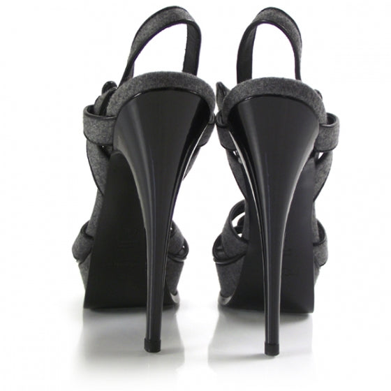 Saint Laurent Flannel Tribute Platform Sandals 38.5 3 of 6