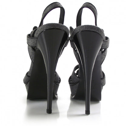 Saint Laurent Flannel Tribute Platform Sandals 38.5 3 of 6
