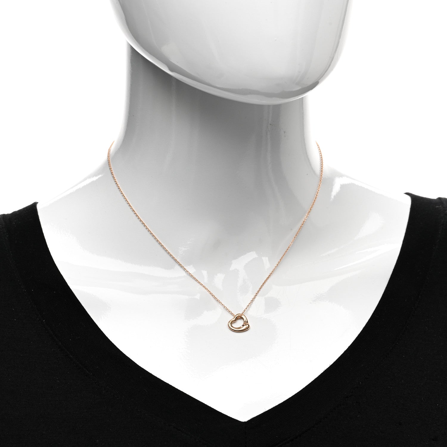 Tiffany 18K Rose Gold 11mm Elsa Peretti Open Heart Pendant Necklace 2 of 4