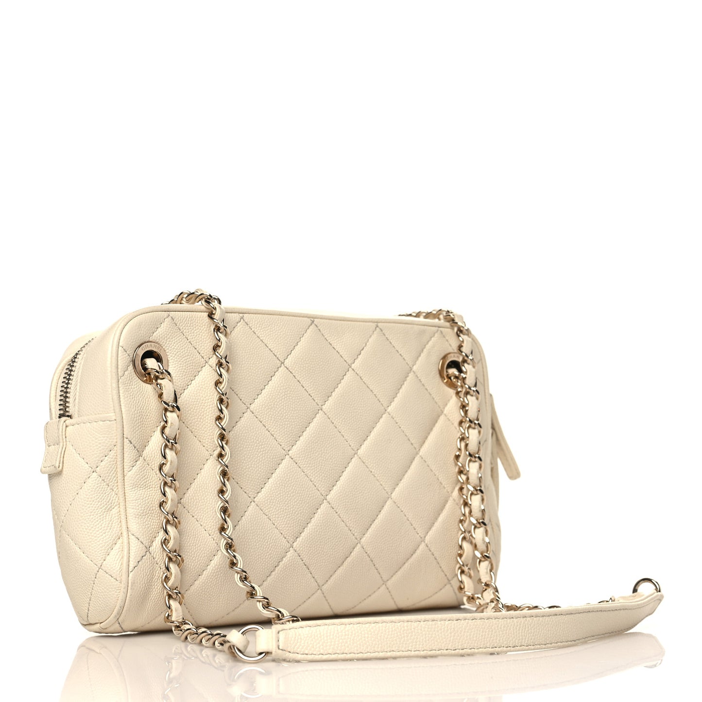 Caviar Quilted Small In & Out Camera Case White