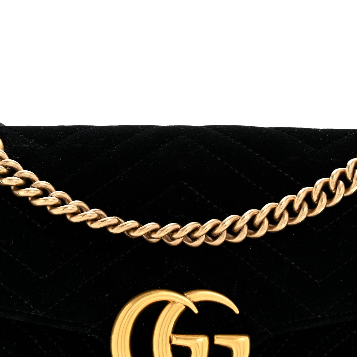 Velvet Matelasse Mini GG Marmont Shoulder Bag Black