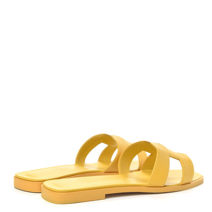Hermes Calfskin Oran Sandals 36.5 Ocre Jaune 4 of 9