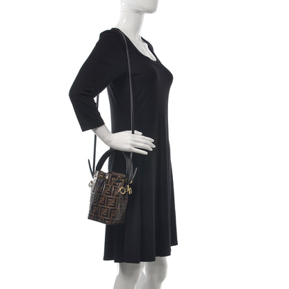 Fendi Vitello Liberty F is Fendi Bi-Color FF 1974 Embossed Mini Mon Tresor Bucket Bag Maya Black 2 of 7