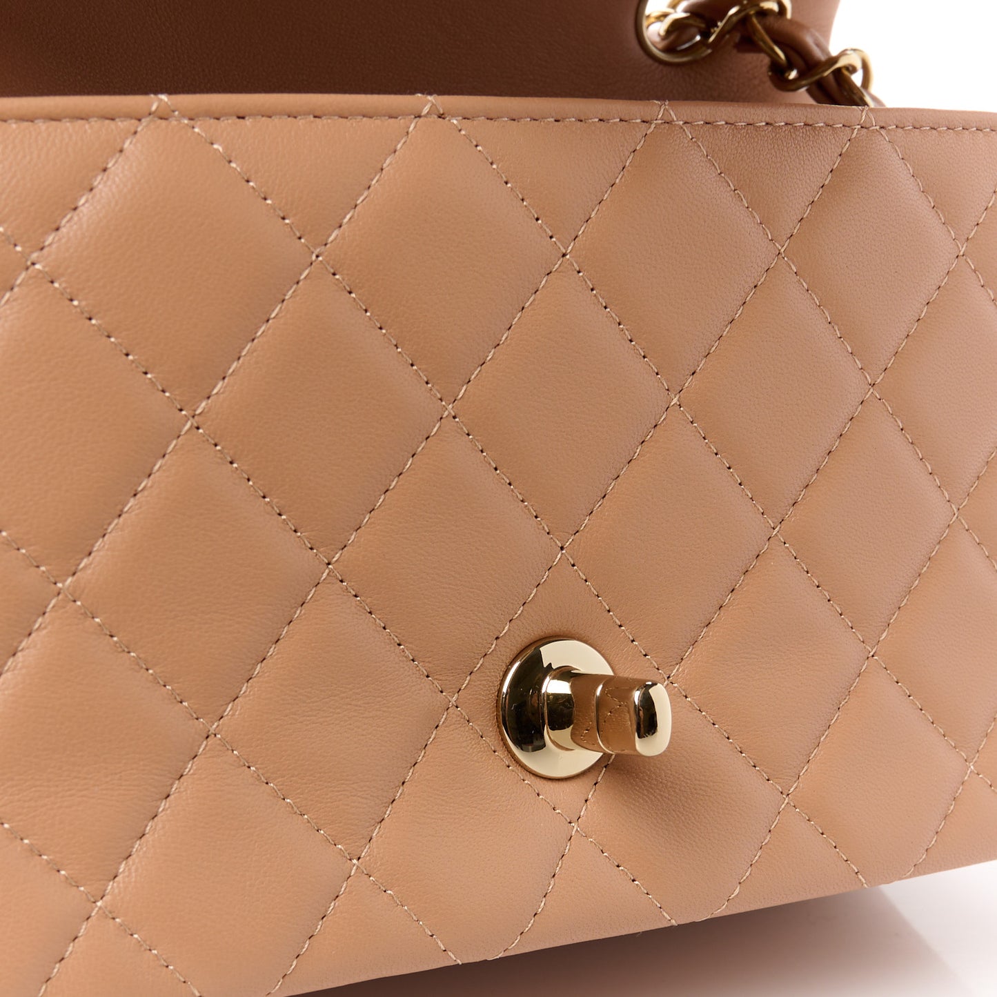 Lambskin Quilted Mini Rectangular Flap Brown