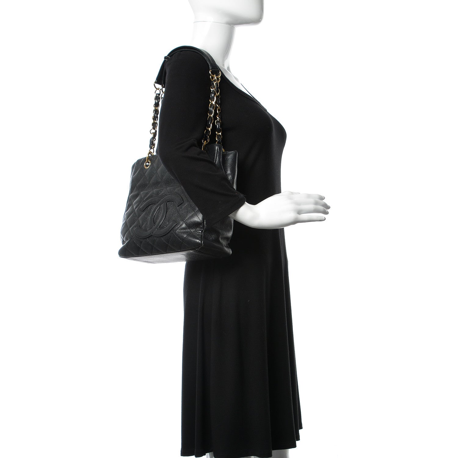 Chanel Caviar Quilted Petit Shopping Tote PST Black 2 of 14