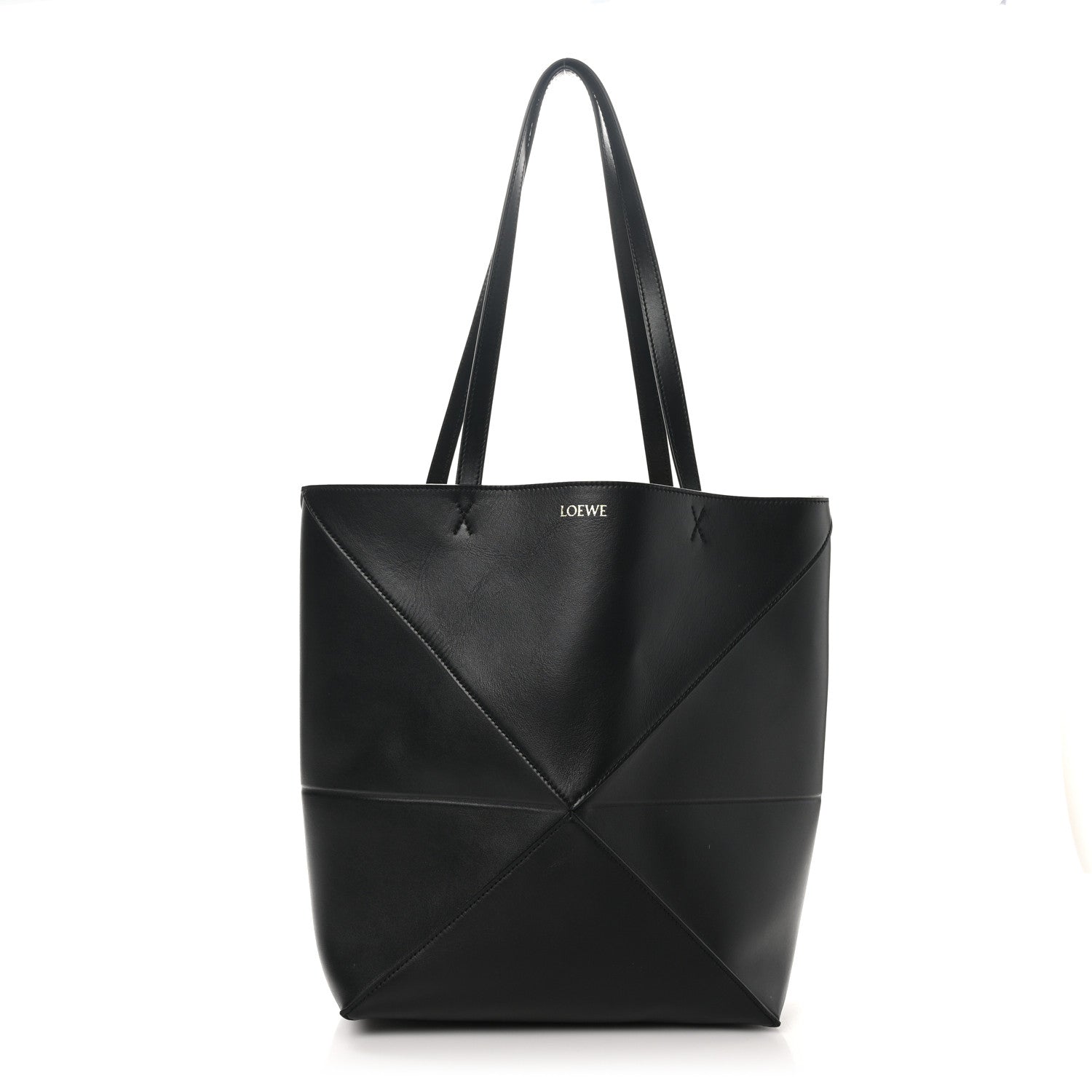 Loewe Shiny Calfskin Medium Puzzle Fold Tote Black 1 of 9