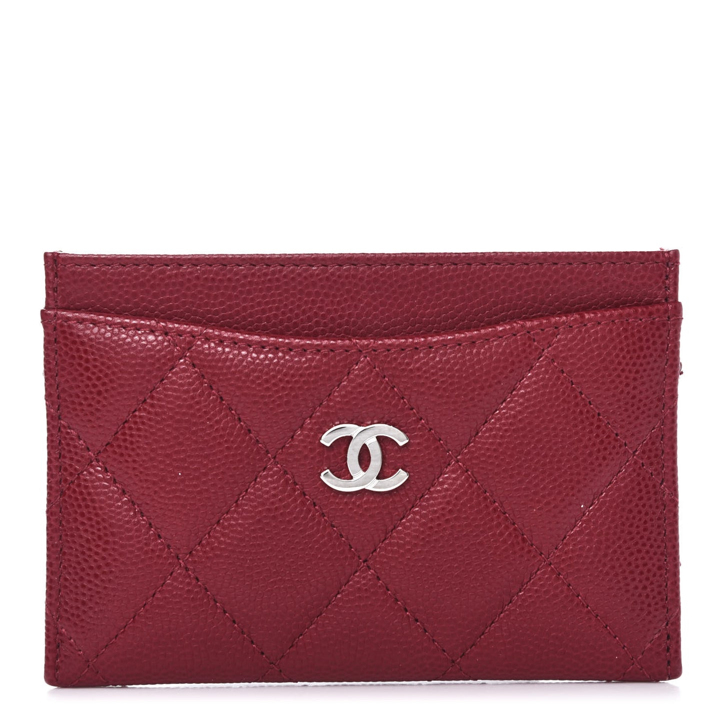 Caviar Quilted Card Holder Red