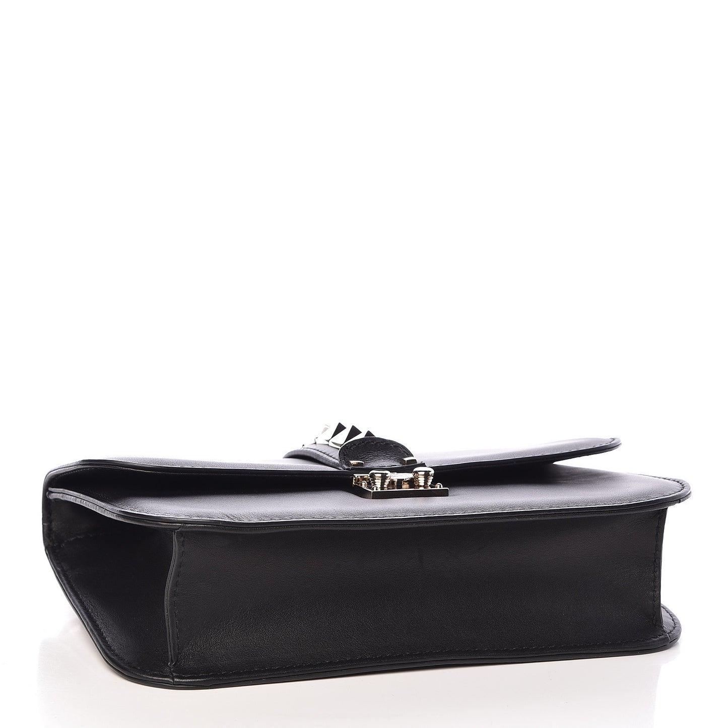 Vitello Large Glam Lock Rockstud Flap Black