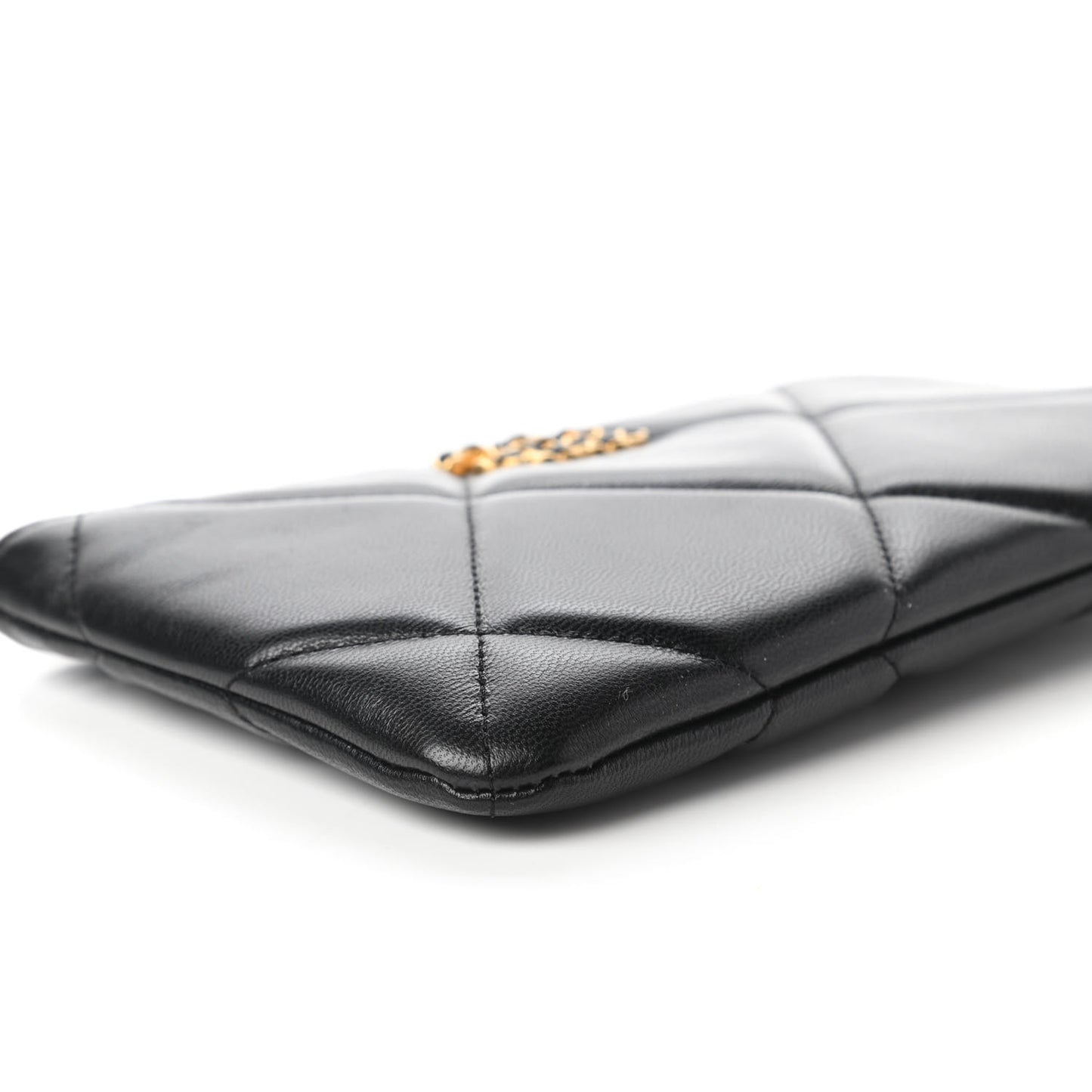 Goatskin Quilted Small Chanel 19 Pouch Black